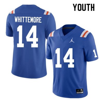 Youth Florida Gators #14 Trent Whittemore NCAA Nike Blue Throwback Authentic Stitched College Football Jersey YLE0062FD